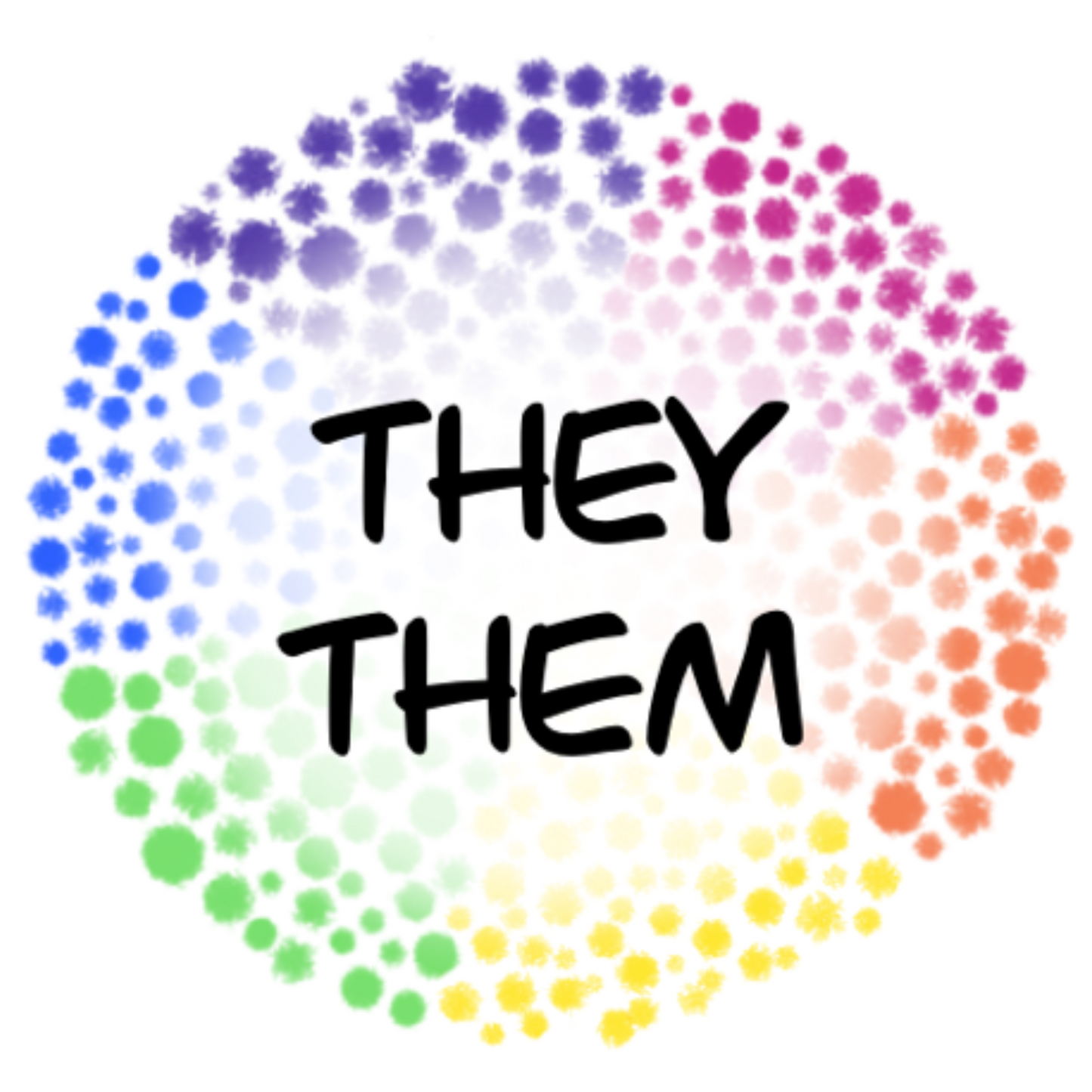 Select a pronoun - Rainbow Dots (6 stickers)