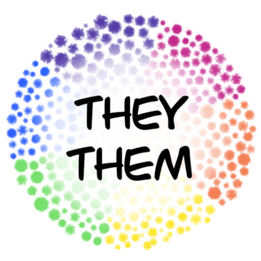 Select a pronoun - Rainbow Dots (6 stickers)