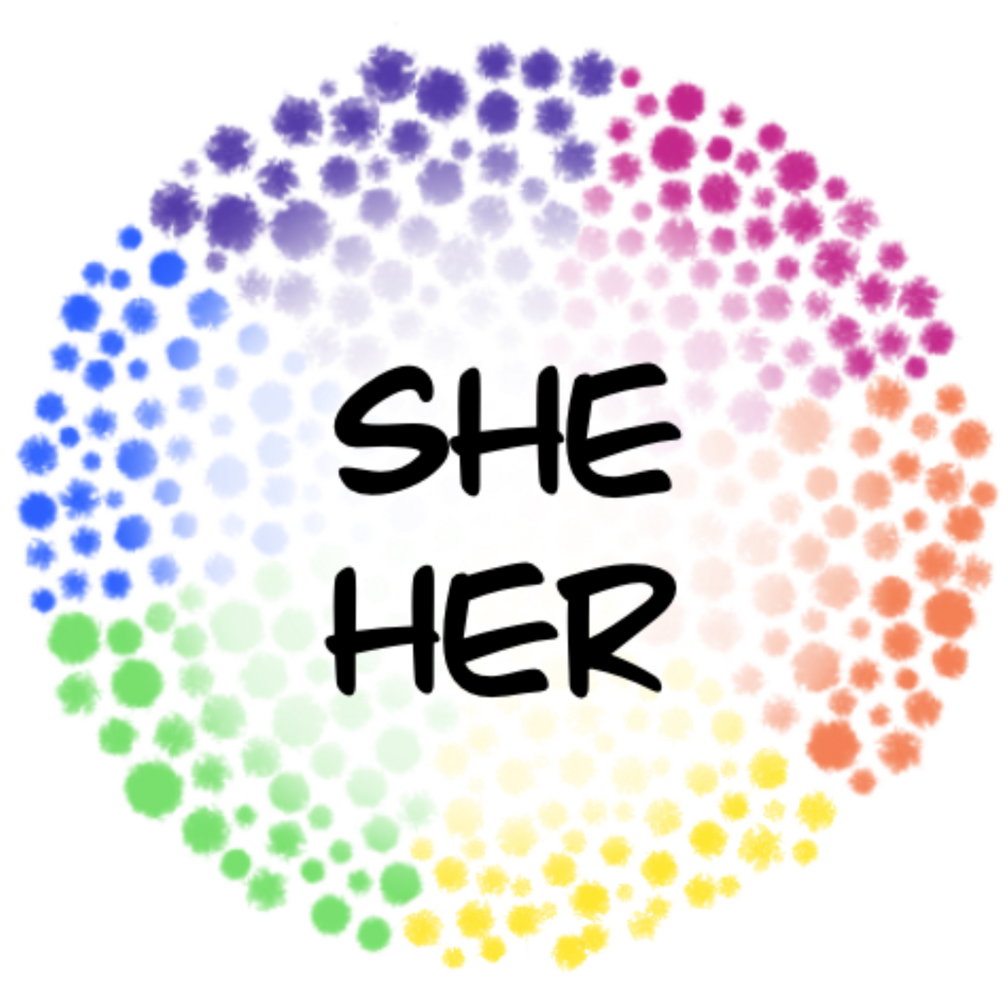 Select a pronoun - Rainbow Dots (6 stickers)