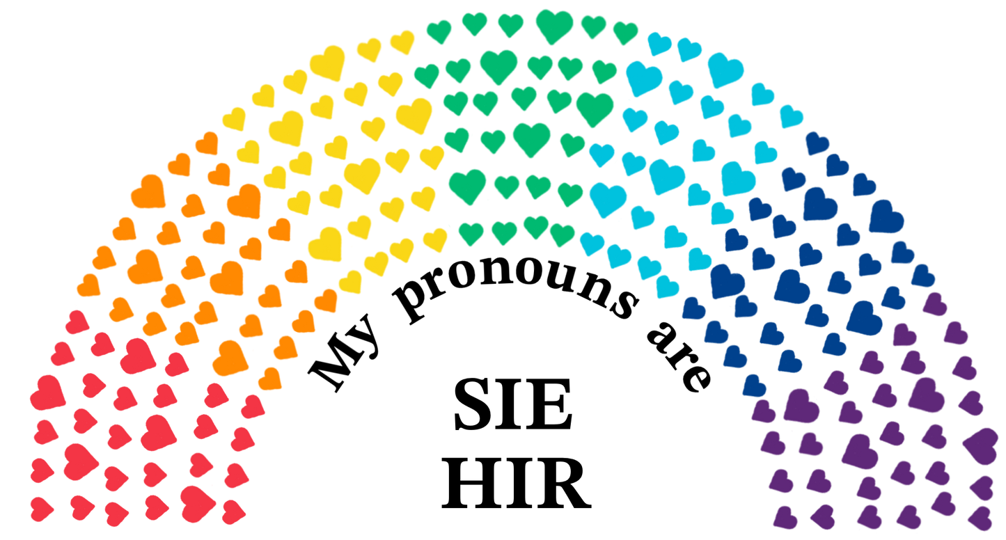 Select a pronoun - Rainbow Hearts (6 stickers)