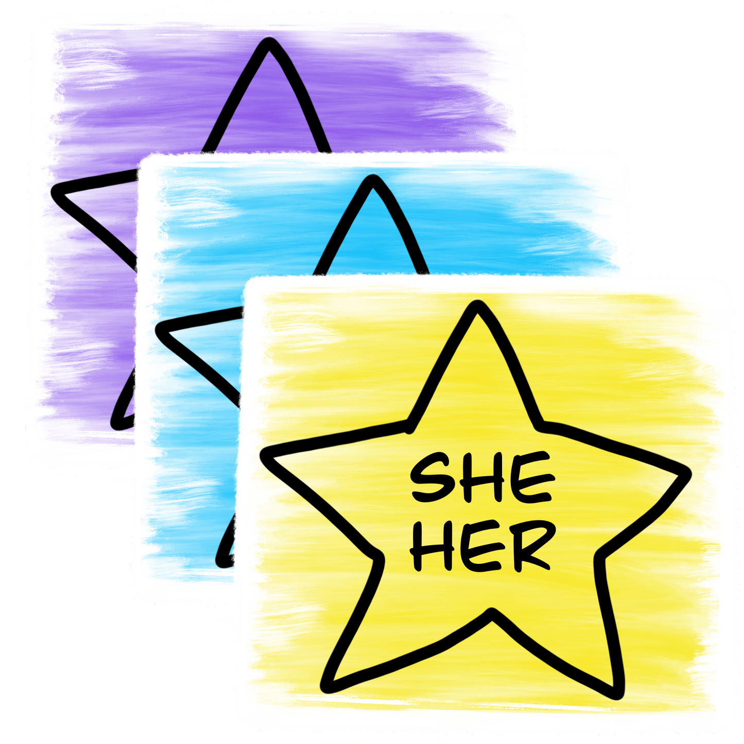 Select a pronoun - Stars (6 stickers)